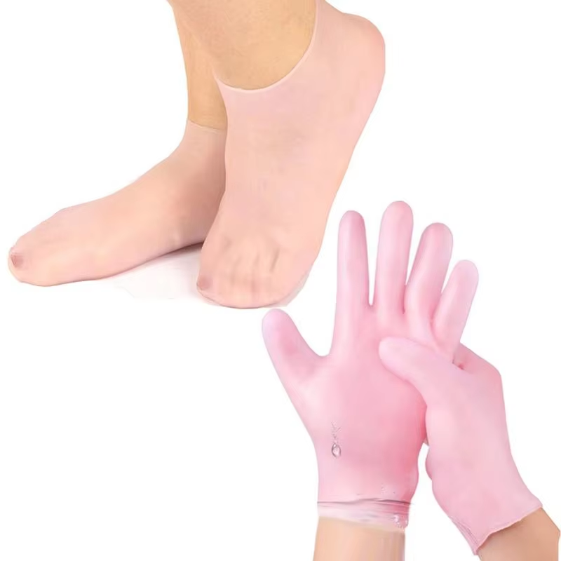 Foot Spa - 1 Paar Silikon-Fußpflegesocken und wiederverwendbare SPA-Gel-Handschuhe,