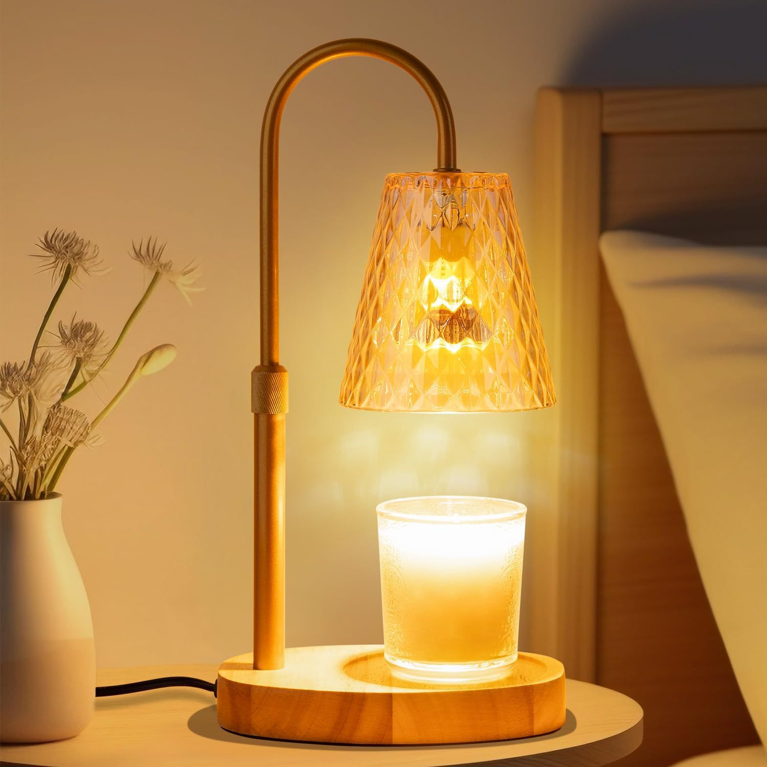 Wax Warmer - Flammenlose Wachsschmelzlampe mit Glasschirm, Retro-Aroma-Kerzenlicht, Schreibtischdekoration,