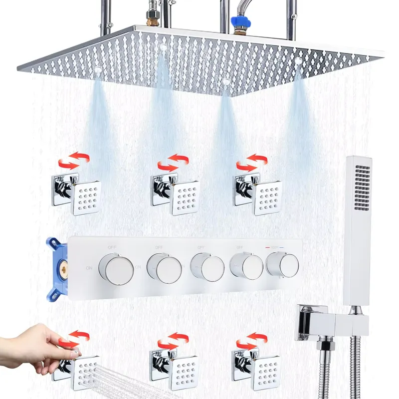 Body Brush - Komplettes Duschset Regenduschkopf Verstellbare Körpersprühdüse Handbrause