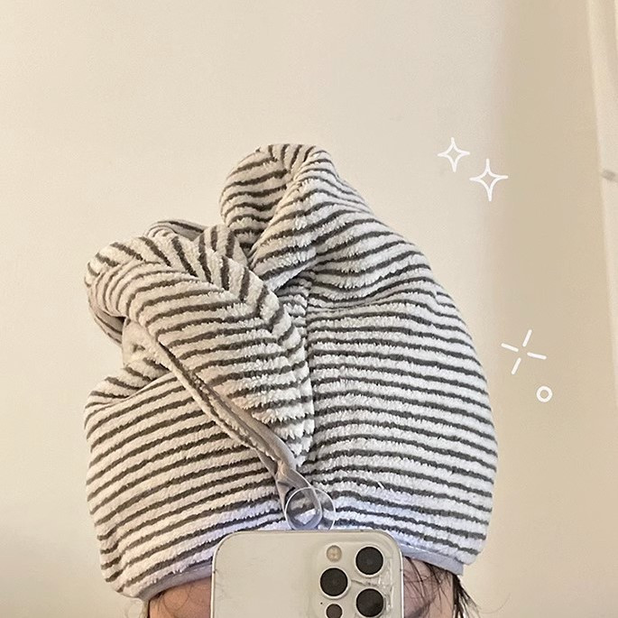Spa Towel - Mikrofaser-Haartrockentuch mit Streifenmuster, super saugfähig, schnelltrocknend,